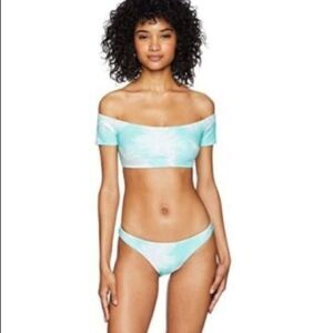 Vix Paula Hermanny Women's Aqua Bardot Brazilian Cut Bikini Swim Set Sz S NWT
